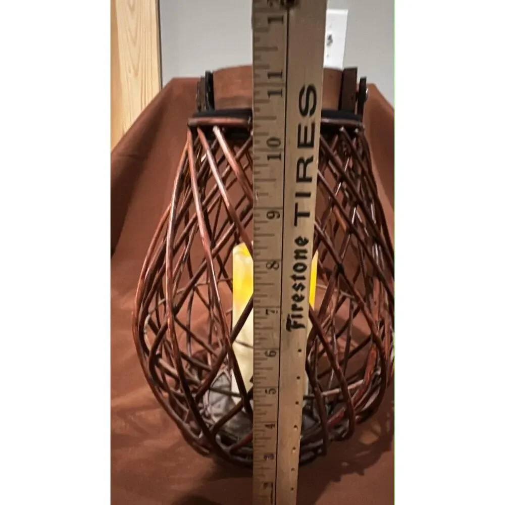 Brown Rattan Led Outside Decorative Lantern Works
